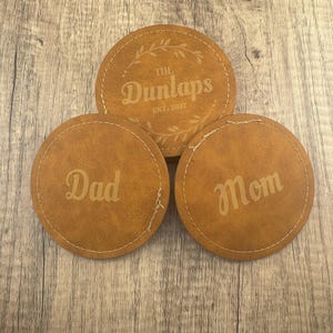 Personalized Coasters: Custom Leather, Slate, or Wood