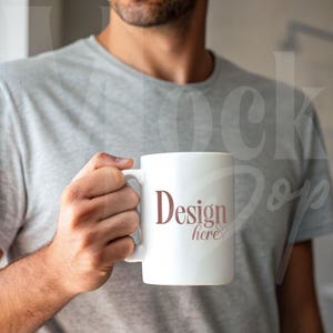White Mug Mockup | Simple Model Mockup | Time Saving, Minimalistic Mockup | Editable in Canva, Mockup with Person |  Add to Cart Now!