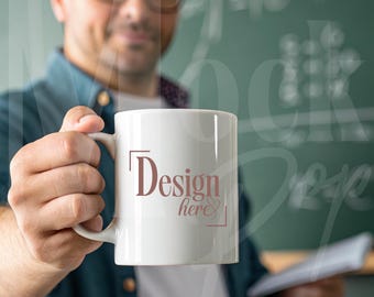11oz White Mug Mockup for Educator Gifts l Design and Sell Your Best Teacher Creations l  Buy 1 Get One Free!