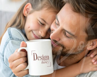 Men Mug Mockup | Father&#39;s Day Coffee Cup, Person Holding Mug | 11 oz White Mug Template | Digital JPG | Instant Download | 25% OFF