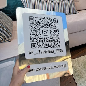 Acrylic Instagram QR Code Sign — Custom Instagram Business Card — Social Media Name Sign — Acrylic QR Sign for Small Business — Personalised