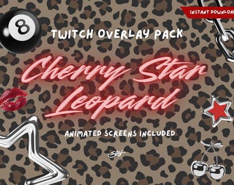 Cherry Star Leopard Twitchオーバーレイパック（アニメーションTwitchスクリーン4枚付き）*その他特典あり*