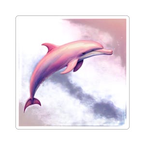 Whimsical Dolphin Kiss-Cut Stickers | Ocean Lover Decor, Cute Laptop Decals, Beach-Themed Gifts, Kids&#39; Room Accents, Eco-Friendly Art