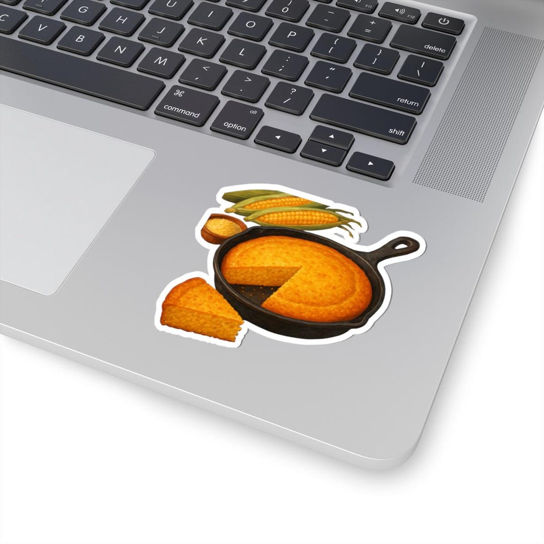 Skillet Cornbread Sticker | Kiss-cut Food Sticker, Autumn Baking Decal ...