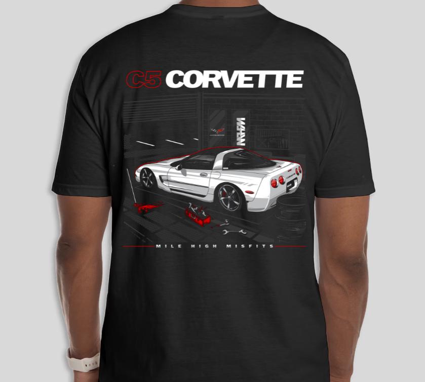 Wicked Metal Corvette C8 T-Shirt - Red Front Print, 100% Cotton, Muscle Car Tee For Men - View #4