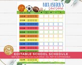 Boy Editable Home School Schedule Daily Routine Homework Chart Template Planner Daily Subject Checklist Schedule Sports Summer