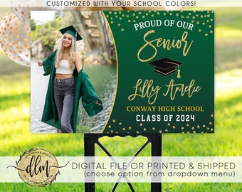 2024 Graduation Grad Lawn Sign, Class of 2024, Proud of Our Senior Yard Sign, Custom Colors, Congrats Grad Sign, Grad Party Corrugated Signs