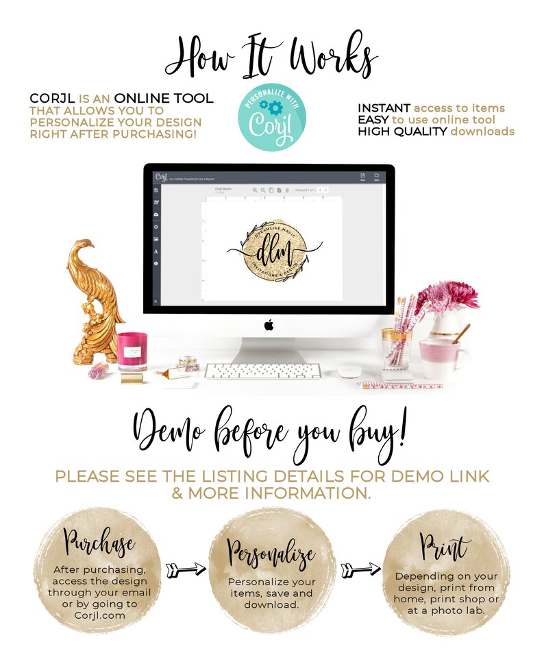 Princess Birthday Invitation, 1st Birthday Party Invite, Editable Invitation Template, Pink and Gold Girl Birthday Invite, Turning One image 4