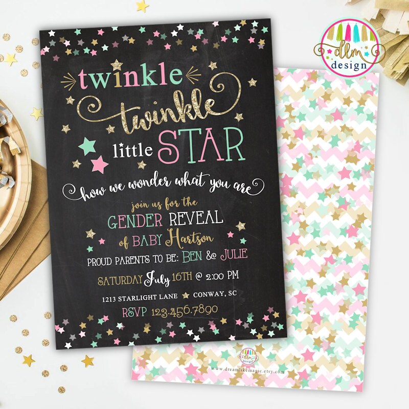 Twinkle Twinkle Little Star Invitation, Gender Reveal Invite, Gender …