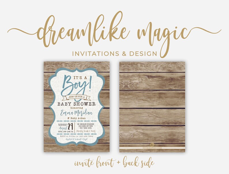 It's a Boy Baby Shower Invitation Template, Rustic Wood Baby Shower, Boy Baby Shower Invites, Printable Invite Editable Invitation Baby Boy image 5
