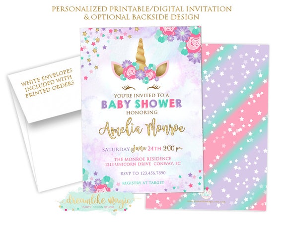 unicorn invitations for baby shower