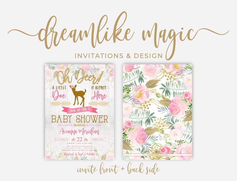 Oh Deer Baby Girl Shower Invitation Little Deer Printable Etsy