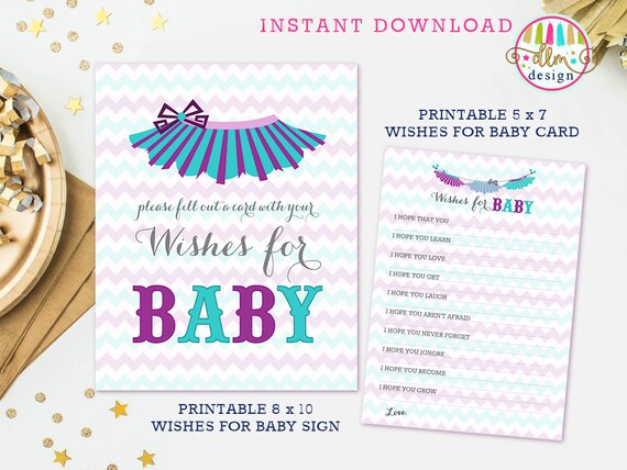 Items similar to Wishes for Baby, Printable Wishes Card, Baby Shower ...