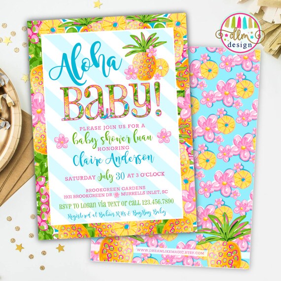 Items similar to Aloha Baby, Tropical Baby Shower Invitation, Girl ... Items similar to Aloha Baby, Tropical Baby Shower Invitation, Girl ...
