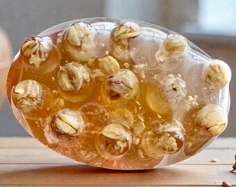 Honey & Oatmeal + Jasmine Oval Shaped Massage Bar Soap