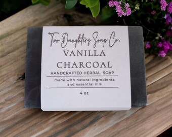 Handcrafted Vanilla Charcoal 4oz Bar Soap