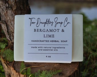 Bergamot Lime Soap: Handmade Citrus Essential Oil Soap, 4oz