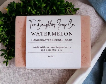 Watermelon Soap: Handmade Glycerin Soap with Shea Butter & Rose Clay, Summer Soaps
