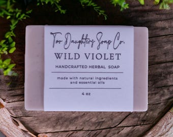 Wild Violet Bar Soap: Handmade Glycerin Soap with Shea Butter & Purple Clay, Floral Soaps