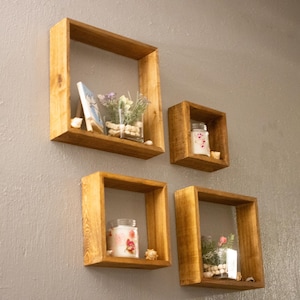 Floating Box Shelf in Reclaimed Wood | 3.5 Inch Deep Rustic Display Frame
