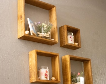 Floating Box Shelf in Reclaimed Wood | 3.5 Inch Deep Rustic Display Frame