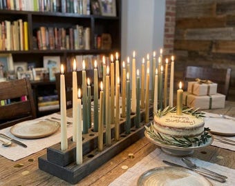 Multi Level Reclaimed Wood Candle Holder, Rustic Farmhouse Dining Table Centerpiece