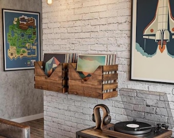 Vinyl Record Storage Bin  in Reclaimed Wood | Flip-Through LP and Now Spinning Album Display