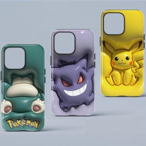 Hard Shell-3D Visual Effect Pikachu Phone Case,Gengar Case For iPhone 16 15 14 13 12 11 Pro ProMax X XS,Galaxy S25 S24 S23 S22 Ultra Plus