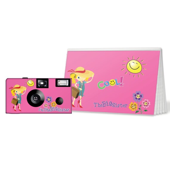 I'm The Big Sister Camera and Photo Album Set -- in Hot Pink -- single use camera -- can be personalized with child's name - big sister gift Il_570xn