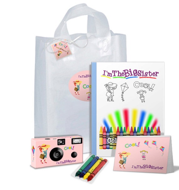 I'm The Big Sister Gift Bag in PINK -- bag full of goodies - can be PERSONALIZED -- big sister gift (PKG-607) Il_570xn