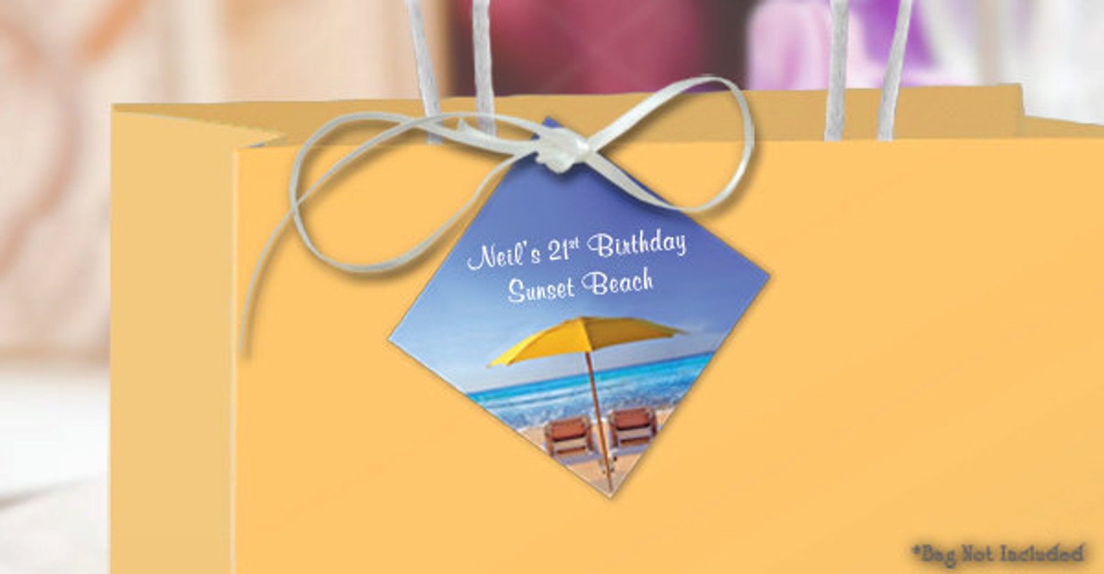 Beach Umbrella Gift Tags personalized with FREE 12 White Etsy