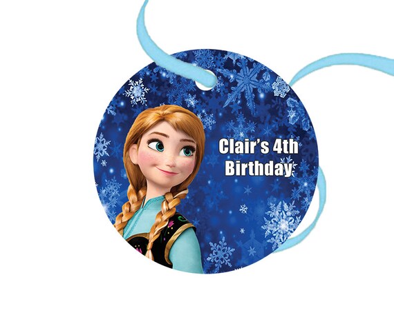 Frozen Anna Birthday Gift Tags PERSONALIZED with FREE 12" Blue Satin Ribbon, favor tags - party favors and decorations Il_570xn