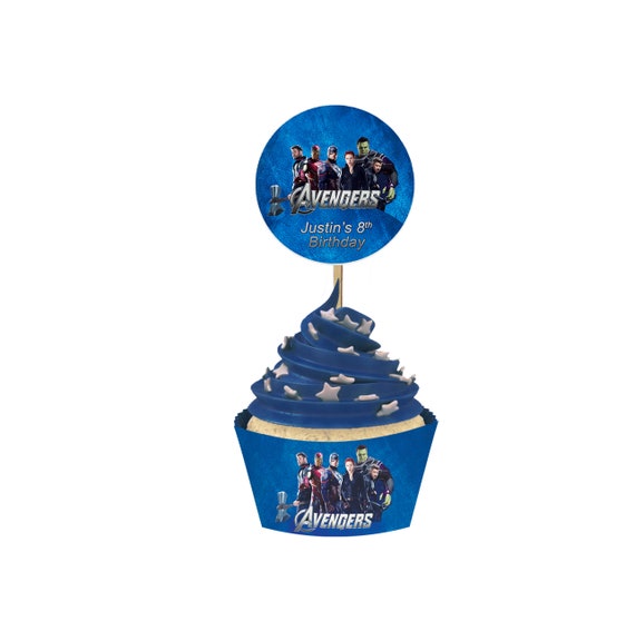 The Avengers Birthday Cupcake Toppers,Cupcake Wrappers, and Party Supplies- FREE PERSONALIZATION of toppers, party favors Il_570xn