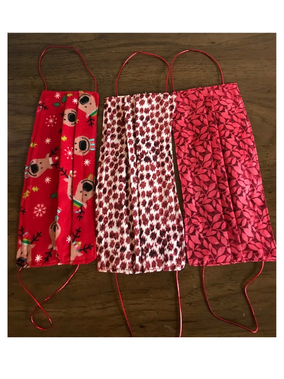 Grab Bag of 3 face masks -- 100% cotton. 3 multicolored masks. Reversible, reusable, washable. Plastic heat sealed. Free Ship Il_570xn