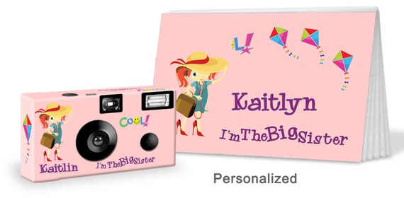 I'm The Big Sister Camera and Photo Album Set -- in PINK -- can be personalized with child's name-- Big Sister Gift (PK510) Il_570xn