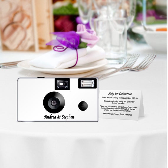 10 All White Disposable Camera-FUJI color film, w/flash-PERSONALIZE- wedding camera, anniversary, bridal shower, all occasion (F56001)) Il_570xn