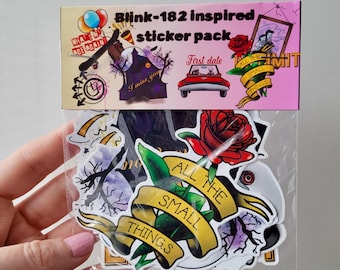 Stickerpakket poppunk | Op tatoeages geïnspireerde vinylstickers | Y2K-nostalgie en alternatieve kunst | Gestanste poppunkstickers | Decoratie skater en emo