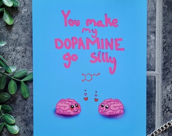 Dopamine Neurodivergent Art Print | ADHD & Autism Positive Wall Art | Cute Neurospicy Decor | Funny Mental Health Print | A4 Soft Touch