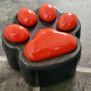 Caja de resina con forma de huella para guardar recuerdos / Almacenamiento de golosinas para mascotas / Joyero / Regalo para amantes de perros y gatos / Caja de recuerdos con purpurina / Regalo conmemorativo para mascotas hecho a mano