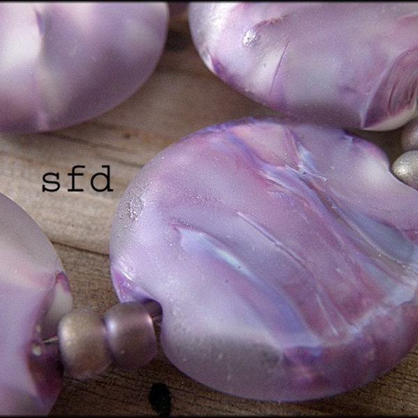 Jasper  Handmade Glass Lampwork Button Beads sfd SRA Matte Sea Glass Finish CLEARANCE