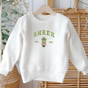 Shrek Embroidered Kids Sweater, Cute Cartoon Crewneck, Toddler Cozy Sweatshirt, Ogre Movie Fan Gift, Vintage Style Child Gift EH464