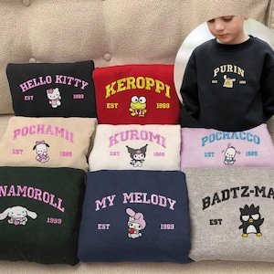 Moletom infantil bordado Anime Pochacco e seus amigos, presente fofo de desenho animado, presente de aniversário para meninos e meninas ESH1012-1020