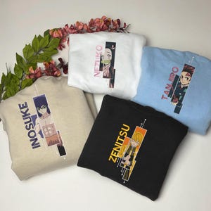 Embroidered Demon Slayer Character Sweatshirt, Anime Character Shirt, Gift For Him, Matching Anime Crewneck Anime Lover ESH5007-5015