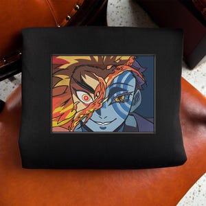 Moletom bordado Akaza e Rengoku, camiseta de personagem de anime Demon Slayer, camiseta unissex, presente para ele, amante de anime, presente para fãs ESH5061