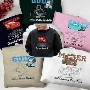 Pixar Cars cartoon geborduurd kindersweater, Lightning McQueen Mater Sally Doc Hudson Guido, verjaardagscadeau voor meisje en jongen ESH650-653.DT