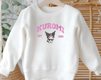 Embroidered Anime Kuro mi Kids Sweater, Cat Kitty Apparel, Youth Black Kuro mi Sweatshirt, Manga Lover, Kawaii Birthday Gift ESH1017