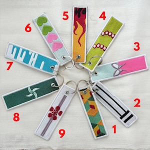 Demon Slayer Embroidered Keychain, Double Sided Jet Tag Anime-Inspired, Handmade Gift for Anime Fans Anime Lover EKH001-010