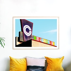 Gigantic - Vintage Sign Photograph - Cute Color Photography Rainbow Art - Retro Typography Photo Print - Purple Blue Red Green Yellow Pink