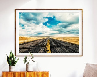 Vengo de ninguna parte - Fotografía minimalista de paisajes - Impresión fotográfica de camino abierto - Fotografía de viaje por el oeste americano - Decoración de pared de estilo rústico