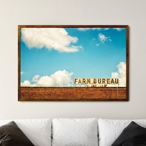 Farm Bureau - Vintage Sign Photograph - Urban Farmhouse Photography - Rural Small Town Photo Print - Modern Minimalist Rustic Wall Art Decor